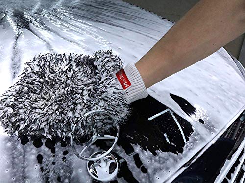 Maxshine Universal Black & White Microfiber Wash Mitt – Premium Scratch-Free, Lint-Free Mitt for Washing Cars, Trucks & Motorcycles – Reusable Auto Detailing Accessory - size: Small