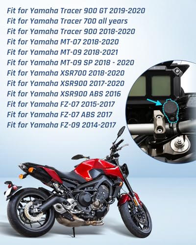 12V Motorcycle Double USB Charger Adapter Fit for Yamaha FZ-07 FZ-09 MT-07 MT-09 Tracer XSR700 XSR900 Motorcycle Accessories Black with Bolt