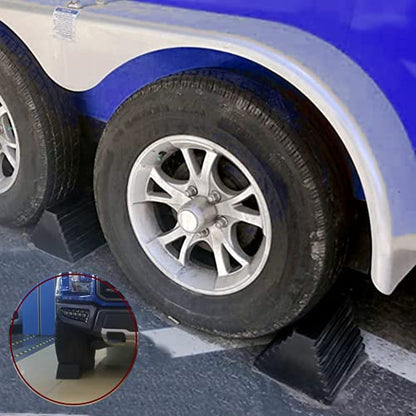 Wheel Chocks Rubber Heavy Duty Wheel Chocks for Travel Trailers with Eyebolt 9.06" x 7.87" x 5.51" 2 Pack（Highlight Black） - color: BLACK