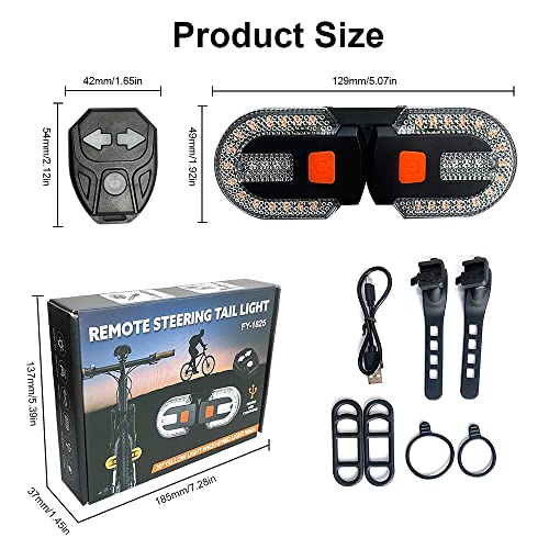 JINKEY Bike Turn Signals,Bright Bicycle Turn Signals Front Back IPX5 Waterproof Wireless Remote Control Rear Bike Light USB Rechargeable LED Bike Flashlight for Mountain Bike,Bicycle,Scooter - color: Style 1