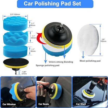 29Pcs Car Detailing Brush Set, Car Detailing Kit, Auto Detail Supplies Tools With Wheel Drill Brush Set, Car Cleaning Kit, Car Polishing Kit, Car Wash Kit for Tires, Wheels, Interior & Exterior