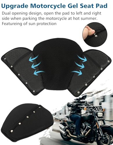 SUNPIE Motorcycle Gel Seat Pad Universal Motor Bike Seat Cover with Sun Protection Covers 3D Honeycomb Breathable Comfortable UV Resistance for Seat Height Adjustment &Vibration Reduction