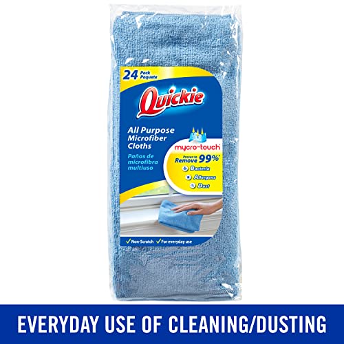 Quickie Microfiber Cleaning Cloth 14 x 14 Inches Blue Pack of 288 Washable and Reusable Ideal for Multi-Surface Indoor/Outdoor Dusting and Polishing - size: 14inch x 14inch (Pack of 12), style: 24 Pack