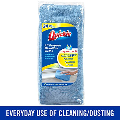 Quickie Microfiber Cleaning Cloth 14 x 14 Inches Blue Pack of 288 Washable and Reusable Ideal for Multi-Surface Indoor/Outdoor Dusting and Polishing - size: 14inch x 14inch (Pack of 12), style: 24 Pack