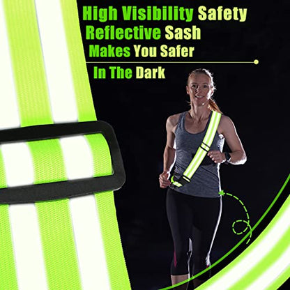 Saintrygo Reflective Sash for Walking at Night Running Gear Safety Reflective High Visibility Jacket Adjustable Sash for Walking Cycling at Night - color: Fluorescent Green, Black