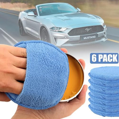 FONAROLL Microfiber Wax Applicator Pads, Car Wax Applicator with Finger Pocket, Buffing & Detail Polishing Foam Pads for Car Cleaning and Fine Polishing (5 inch, 6 Pack) - color: Blue-1