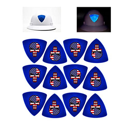 Customizable Reflective Helmet Strips - Reflective Tape Stickers for Hardhats Safety - Waterproof High Visibility Stickers 12pc - color: Blue Triangle