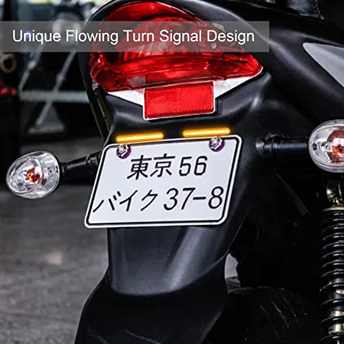 Kinstecks 2PCS Motorcycle Indicators Flowing Turn Signal Lights Driving Light License Plate Light for Motorcycle Motorbike LED Amber Red