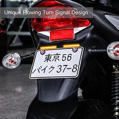 Kinstecks 2PCS Motorcycle Indicators Flowing Turn Signal Lights Driving Light License Plate Light for Motorcycle Motorbike LED Amber Red