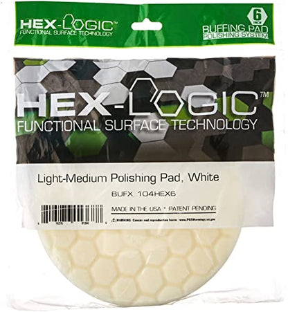 Chemical Guys BUFX_104_HEX6 Hex-Logic Light-Medium Polishing Pad, White (6.5 Inch Pad Made for 6 Inch Backing Plates), Gray, 1 Pad Included - size: 6.5 Inch Pad (1 Pack), style: Light Cutting