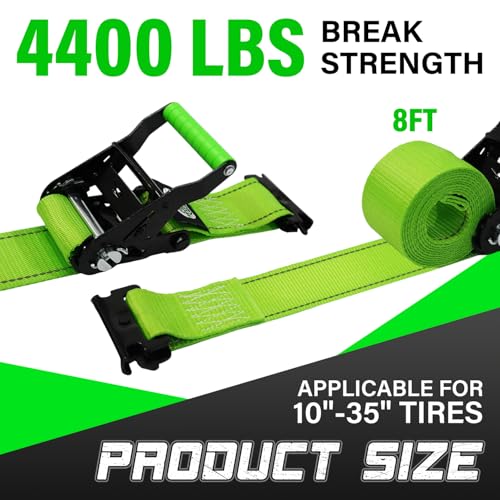 STARLEAPARTS E Track Ratchet Straps, 2 Pack 2“x8’ E Track Ratchet Tie Down Straps, 4400LBS Breaking Strength, Ultimate Heavy Duty eTrack Cargo Strap System for Trucks, Trailers, Vans - style: Accessories - 2PK Etrack straps