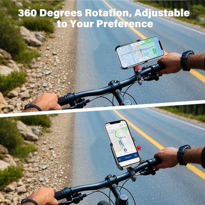 Ralos Bike Phone Mount, Aluminum Motorcycle Cellphone Holder, Mountain Bicycle Handlebar Cell Phone Clamp, Scooter Phone Clip for iPhone 16 Pro Max, 15 14 13 12 Mini, Samsung - color: Black