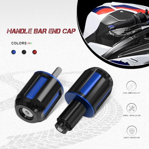 Motorcycle Handlebar Bar Ends Plug, CNC HandleBar Bar Ends Grips Plug Fit For Kawasaki Yamaha Honda Suzuki Aprilia And Motorcycles With Handlebar Inner Diameter Of 14-22mm (Blue) - color: Blue