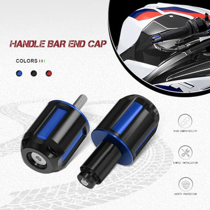 Motorcycle Handlebar Bar Ends Plug, CNC HandleBar Bar Ends Grips Plug Fit For Kawasaki Yamaha Honda Suzuki Aprilia And Motorcycles With Handlebar Inner Diameter Of 14-22mm (Blue) - color: Blue