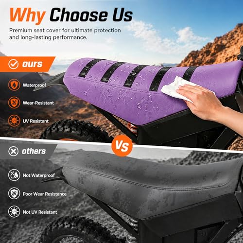 Electric Dirt Bike Seat Cover for Tutti Soleil 01,Black Stripe Non-Slip Motorcycle Cushion Cover for Tuttio Soleil01-Purple - color: Purple