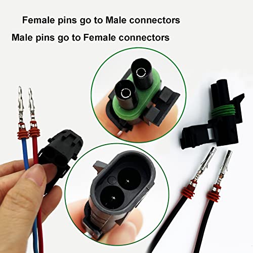 10 Kits 2 Pin Connector Weather Pack Connectors Kit Waterproof Automotive Electrical Connectors 2 Wire Connectors 18-14 AWG - size: 2pin/10kit/18-14AWG