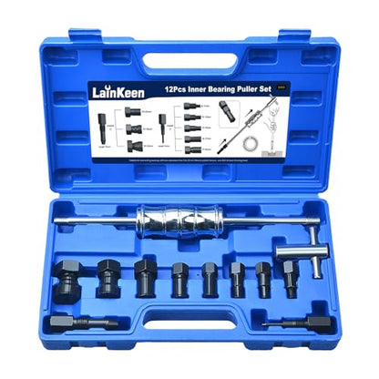 LainKeen 12pcs Blind Hole Collet Bearing Puller Set Internal Extractor Puller Kit with Slide Hammer and Expandable Collets 8-32MM Pilot Inner Removal Tool for Automotive and Motorcycle Wheel Bearings - size: 12PC 1x(8+10mm)