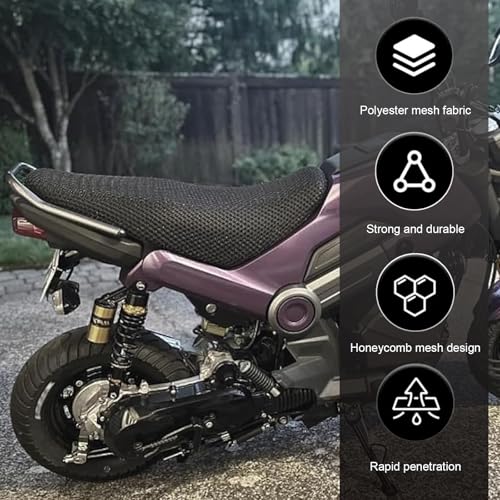 Motorcycle Seat Cover, Spacer Mesh Fabric Ebike Seat Cover, Soft Anti-Slip Cushion Cover, Universal for Dirt Bike,Motorcycle, Scooter (M, Black) - size: M