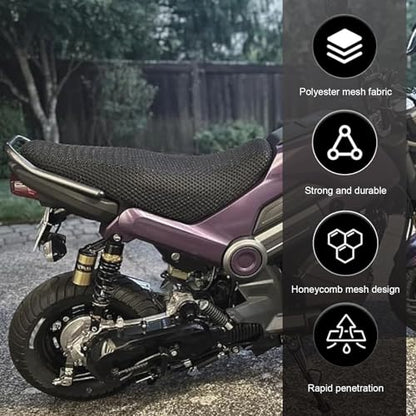Motorcycle Seat Cover, Spacer Mesh Fabric Ebike Seat Cover, Soft Anti-Slip Cushion Cover, Universal for Dirt Bike,Motorcycle, Scooter (M, Black) - size: M