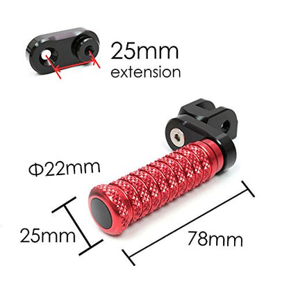 MC MOTOPARTS POLE Red CNC 25mm Extension Riser Front Foot Pegs Compatible with YZF R3 2015-2017 - color: Red, size: 25 mm Extension
