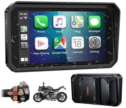 YZW GPS Screen Motorcycle CarPlay Fit for BMW, 6" QLED Waterproof Touch Screen/HD/1000 Nits/60Hz, Wonder Wheel, Data Reading, Plug&Play, Lossless Installation, Android Auto, BT, TPMS, Native Protocol - size: BM 6"+Wonder Wheel+Lossless Installation