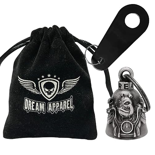 Dream Apparel Motorcycle Bell Guardian Angel Drive Away Gremlin, Biker Bell for Men Women Rider Riding, Good Luck Gift - color: Bulldog & Bike & I Rode Mine