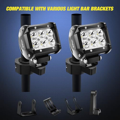 Nilight 90023B 2-Pack (Standard) Mounting Bracket Kit LED Off-Road Light Vertical Bar Tube Clamp Roof Roll Cage Holder,2 Years Warranty,Black - size: 2-Pack (Standard)