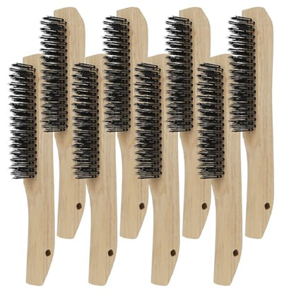 VASTOOLS Wire Brushes Pack of 8. for Cleaning Welding Slag, Rust and Dust. 10" Heavy Duty Carbon Steel Shoe Handle Wire Scratch Brush - style: 10inch-8pc