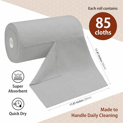 H4N Microfiber Cleaning Cloth Roll, 85 Pack Micro Fiber Wash Cloths for Car, Tear Away Towels, Ultra Absorbent Dish Rags, Non-Abrasive, Reusable and Washable Household Supplies, 11.81" x 11.81", Gray - color: Gray