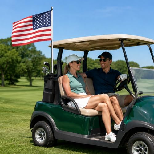 2Pcs Adjustable Stainless Steel Motorcycle Flag Pole, 51in Retractable Bike Flagpole Golf Cart Holder, Telescopic Motorcycle Bicycle Flag Mount for ATV Wheelchair Dirt Bike Mount