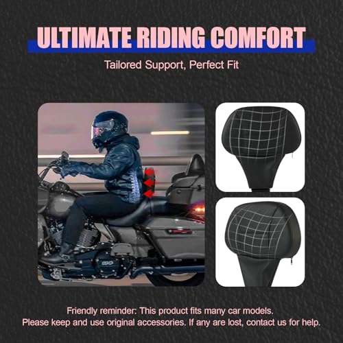 Adjustable Rider Driver Backrest, Detachable Plug-in Rider Backrast 1997-2026 Fit for Harley Davidson Touring Street Glide Road Glide Ultra Limited Electra Glide Road King CVO 2009-2026 - color: Black