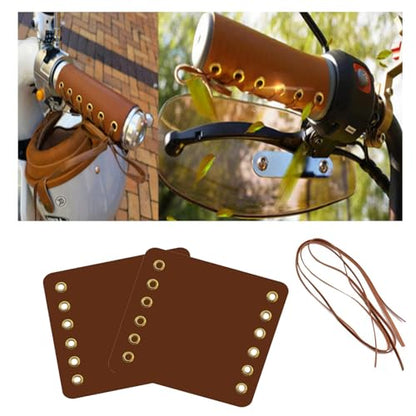 20 Pcs Leather Walking Stick Grip Kit, Leather Handlebar Grips Cover, Motorcycle Grip Covers Wraps for Motorbikes, Bicycles and Canes with 20 Pcs Strap 4.61 x 4.37 Inch