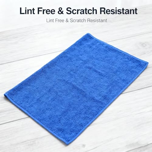 Premium Microfiber Detailing Absorbent Towels, 340 GSM Lint-Free Car Polishing Waxing Buffing Dry Towels for House, Kitchen, Car, Glass, Stainless Steel, Window, Boat Cleaner - 6 Pack (Blue) - color: Blue 6pcs