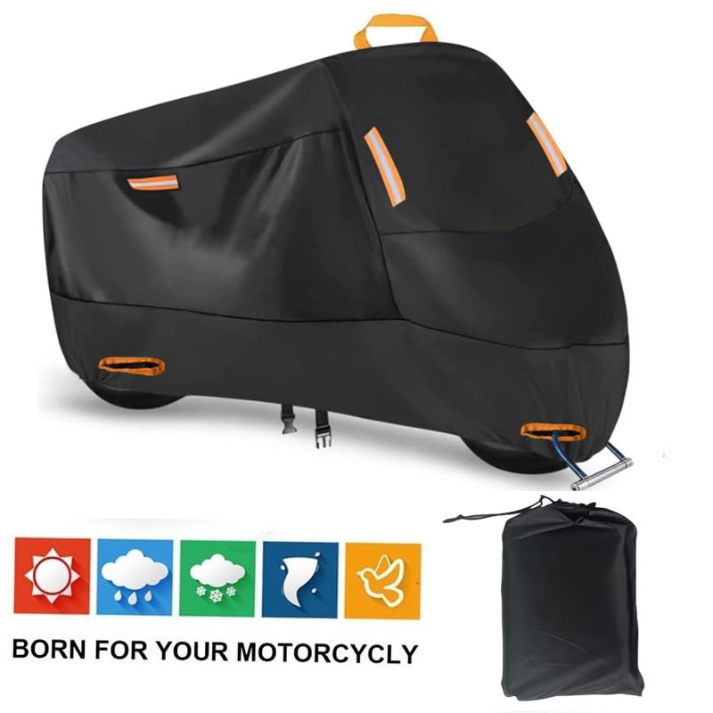 Motorcycle Cover for Yamaha Tracer 9 GT 2021-2023, All-Season Protection, Tear-Resistant & Scratch-Resistant, Reflective Trim, Lock-Holes for Added Security, Portable Storage Bag