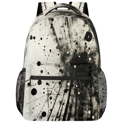 Travel Backpack for Women Men, Abstract Black White Splatter Painting Lightweight Casual Daypack, Large 16 Inch Laptop Backpack for Travel & College - color: Abstract Black White Splatter Painting
