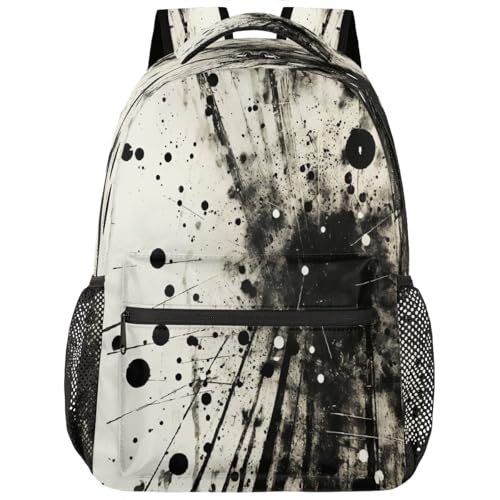 Travel Backpack for Women Men, Abstract Black White Splatter Painting Lightweight Casual Daypack, Large 16 Inch Laptop Backpack for Travel & College - color: Abstract Black White Splatter Painting