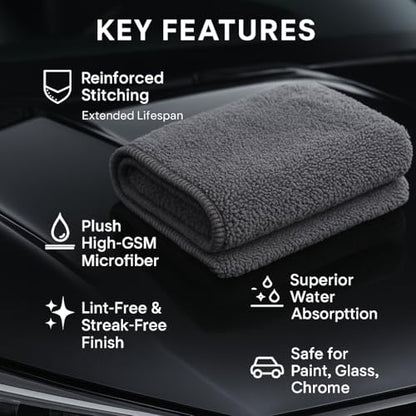 PAKS - 3 Pack Reusable Microfiber Towels - 16x24 Micro Fiber Towels Car Detailing - Plush Auto Cleaning Cloths - Dual-Sided Car Microfiber Towel - Lint & Streak-Free Wash Cloths - Cleaning Supplies - size: 16 x 24 Inch