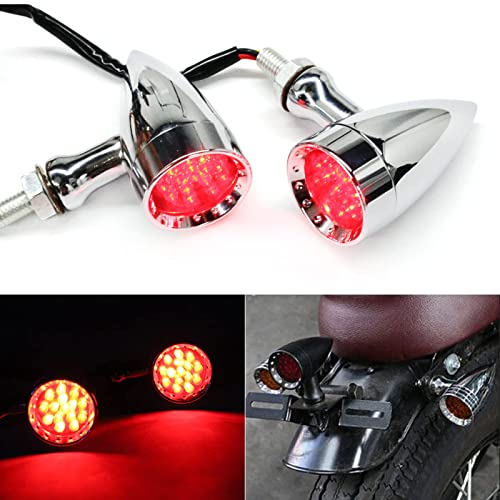 Rich Choices 2pcs Chrome 15 LED Motorcycle Stop Brake Running Turn Signal Indicator Red Lights For Harley Honda Chopper (Chrome-Red Light) - color: Chrome-Red Light