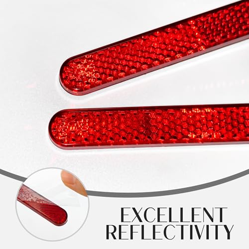 BlingKingdom 2 PCS Self-Adhesive Motorcycle Safety Reflectors High-Intensity Red License Plate Reflectors for Bicycle, Cars, Trucks, Trailer, Boat