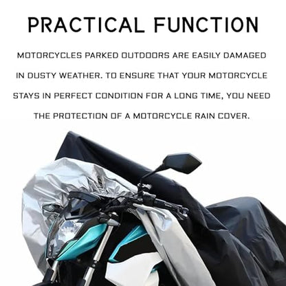 Motorcycle Cover with Lock-Holes, Waterproof Outdoor Motorbike Cover with Storage Bag, All Season Full Coverage Protection Scooter Covers for 96" Harley Davidson and Most Motorcycles