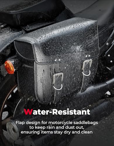 KEMIMOTO Motorcycle Saddlebags, 30L Large Capacity Saddle Bags Motorcycles, PU Leather Motorcycle Luggage Bag for Sportster Softail Dyna V-star Shadow, Universal Motorcycle Accessories, Black