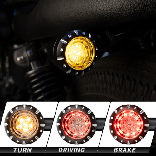 Motorcycle Rear Bullet Turn Signal Light 4 Wires LED Indicator Compatible for Chopper Bobber Harley Softail Iron Cruiser Honda Shadow Suzuki Kawasaki Yamaha (Black) - color: 4 Wire BK