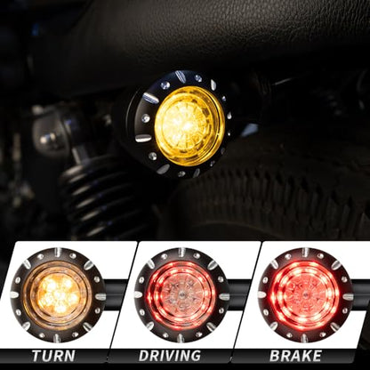 Motorcycle Rear Bullet Turn Signal Light 4 Wires LED Indicator Compatible for Chopper Bobber Harley Softail Iron Cruiser Honda Shadow Suzuki Kawasaki Yamaha (Black) - color: 4 Wire BK
