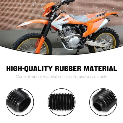 Universal Motorcycle Dust Rubber Shock Boots Front Fork Gaiters Cover Protectors Fit for Most of Dirt Bike, ATV，255 * 50 * 35mm