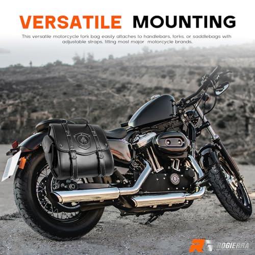 Rogierra 27.9L Motorcycle Tool Bag - Large Capacity Black PU Leather Sissybar Storage Bag, Waterproof Saddlebags with Metal Skull Pattern - style: Large Capacity,metal Skull Pattern