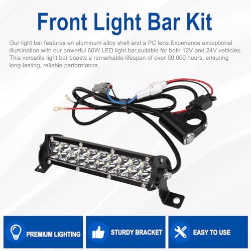 Headlight Bar Dirt Bike LED Lightbar Motorcycle Light Kit 60W for 7/8" Handlebars for Taotao Apollo Honda Yamaha Kawasaki Suzuki KLX110 YFZ450 CRF110 YZ250F CRF250F TTR110 XR150L ATV 4Wheel - color: Single Switch
