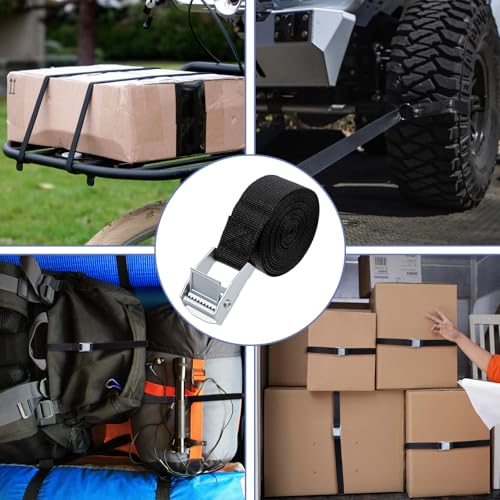 15 Pack Cam Buckle Straps, Lashing Straps with Buckles Adjustable, 1" x 78" Cam Buckle Tie Down Strap for Securing Luggage, Cargo, Bicycles, Motorcycles