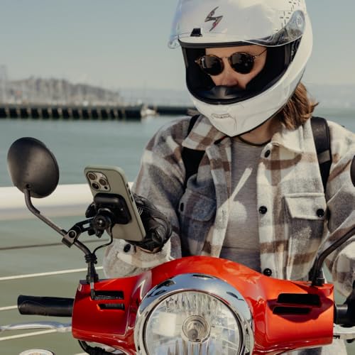 Peak Design Mobile Motorcycle Mirror/GPS Phone Mount, Non-Charging, SlimLink Mounting, Rigid Arm, Fits Mirror Stems or Accessory Bars (7/8"-1 1/8" Diameter), Vibration Isolator, Motorcycle Phone Mount