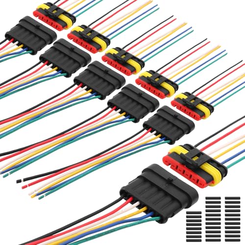 Connector Waterproof, 18 AWG Automotive Electrical Connectors Male and Female Way with Heat Shrink Tubing for Car Truck Boat and Other Wire Connections (6pin 6 Kits) - size: 6pin 6 Kits