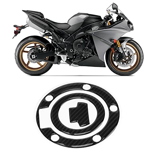 Waterproof Carbon Fiber Motorcycle Gas Tank Cap Sticker, Black Round Single Use Protector for YMH YZF R1, R6, FZ1, FZ6, FZ1000, FJR1300